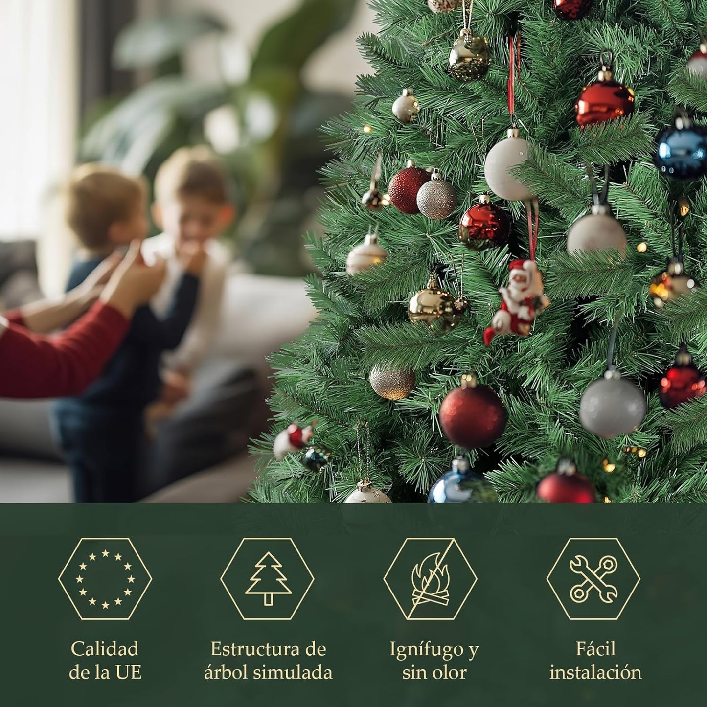 SALCAR Sapin de Noël Artificiel 210 cm, Sapin de Noël avec Gants et...