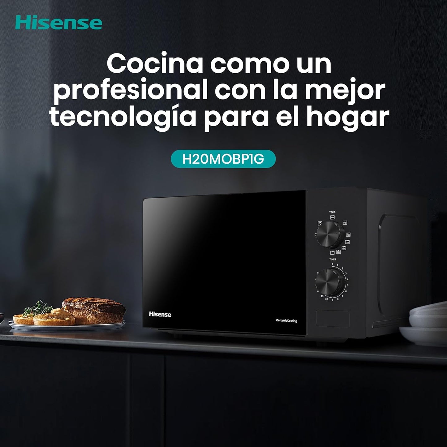Hisense H20MOBP1G, Micro-ondes avec Grill, Capacité 20 L, Puissance...