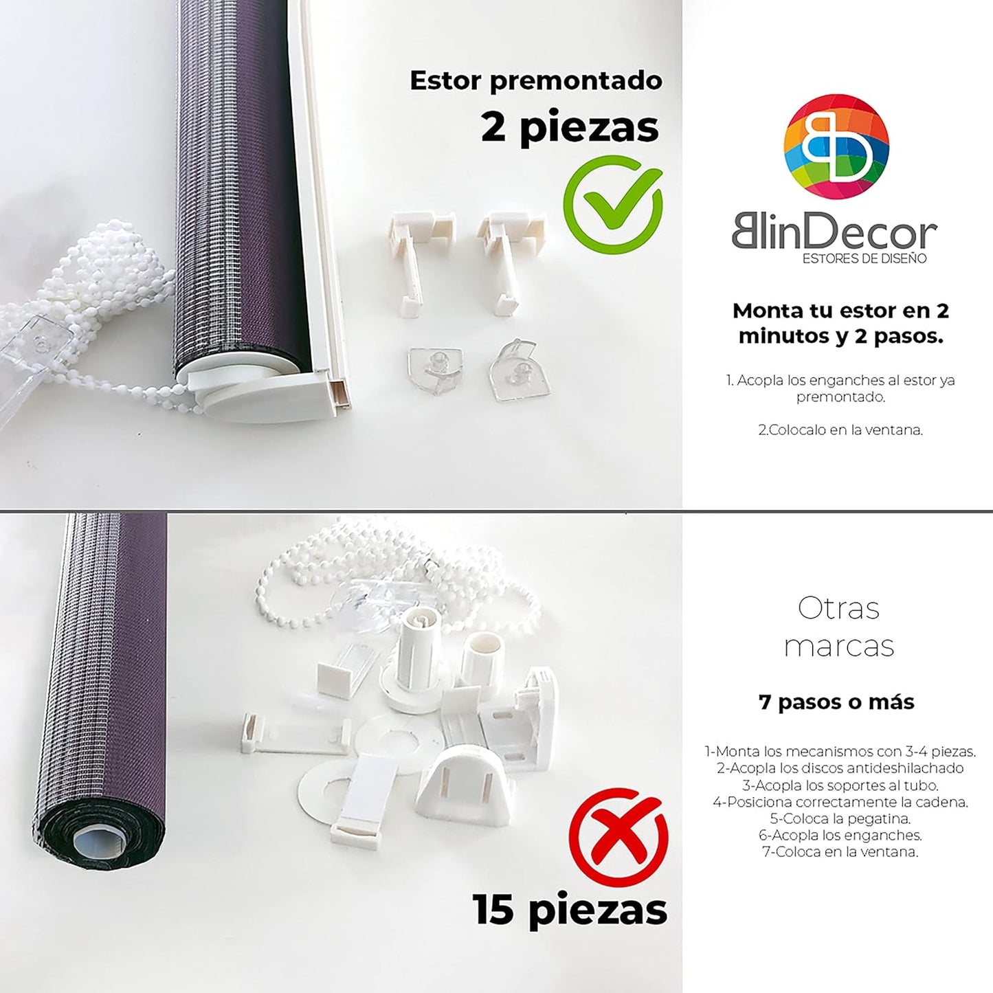 Blindecor Aure | Store enrouleur Easyfix translucide lisse - Blanc...