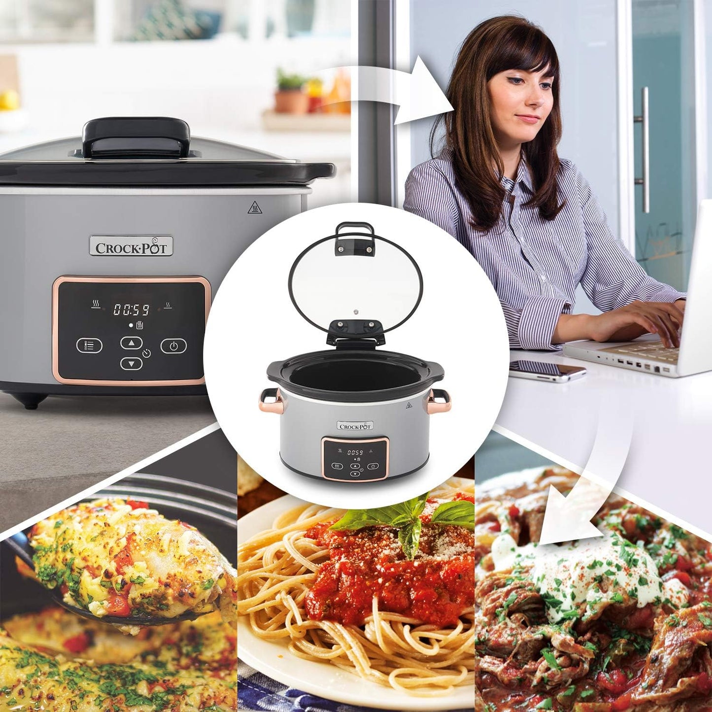 Mijoteuse numérique Crock-Pot avec couvercle à charnière | temps de...