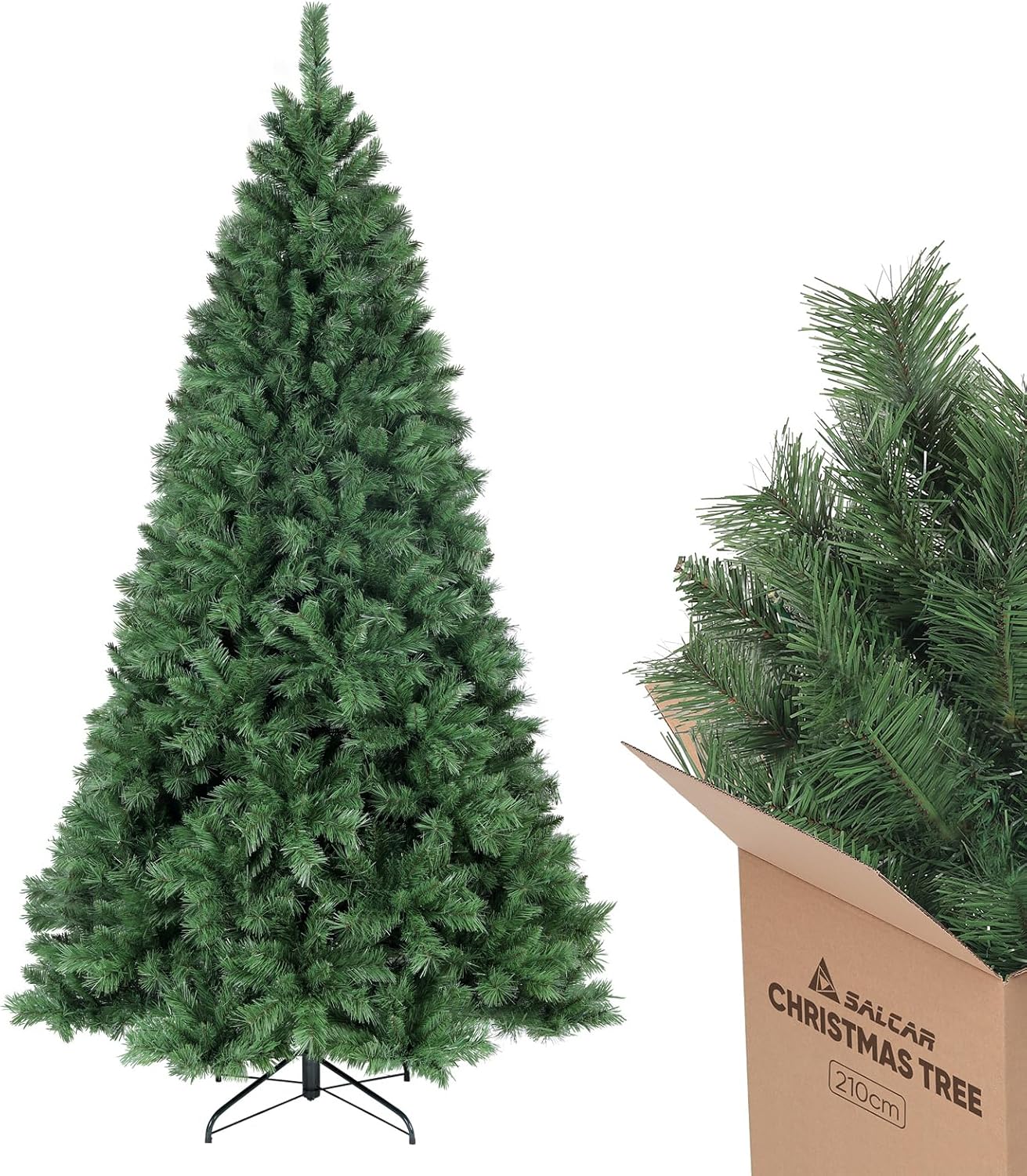 SALCAR Sapin de Noël Artificiel 210 cm, Sapin de Noël avec Gants et...