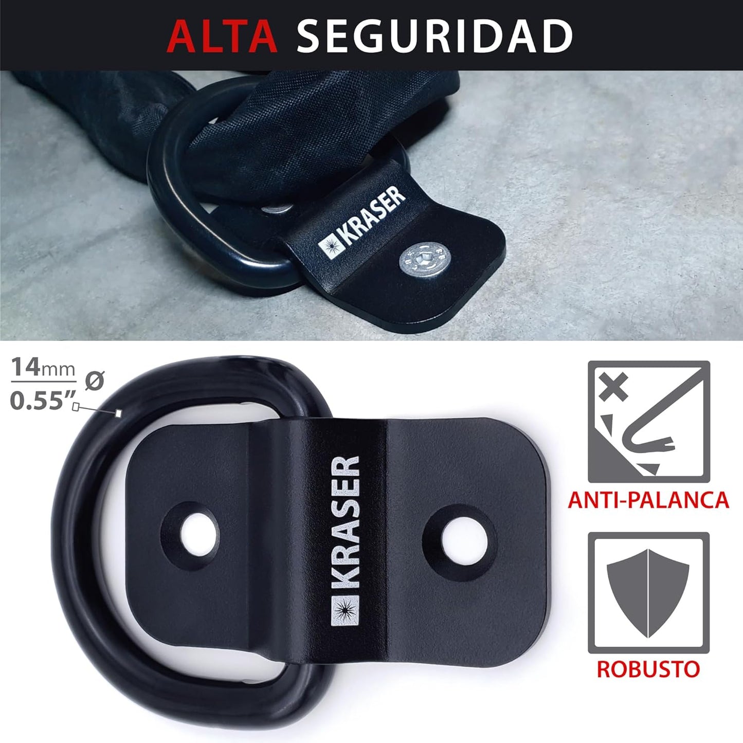 KRASER KR802 Ancrage de sol pour moto, fixation murale antivol,...