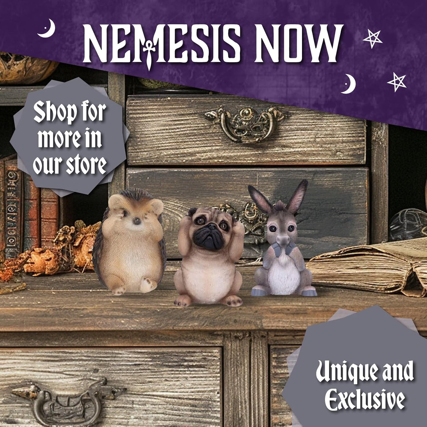 Nemesis Now DREI Weise Igel Figurine 8,5 cm marron