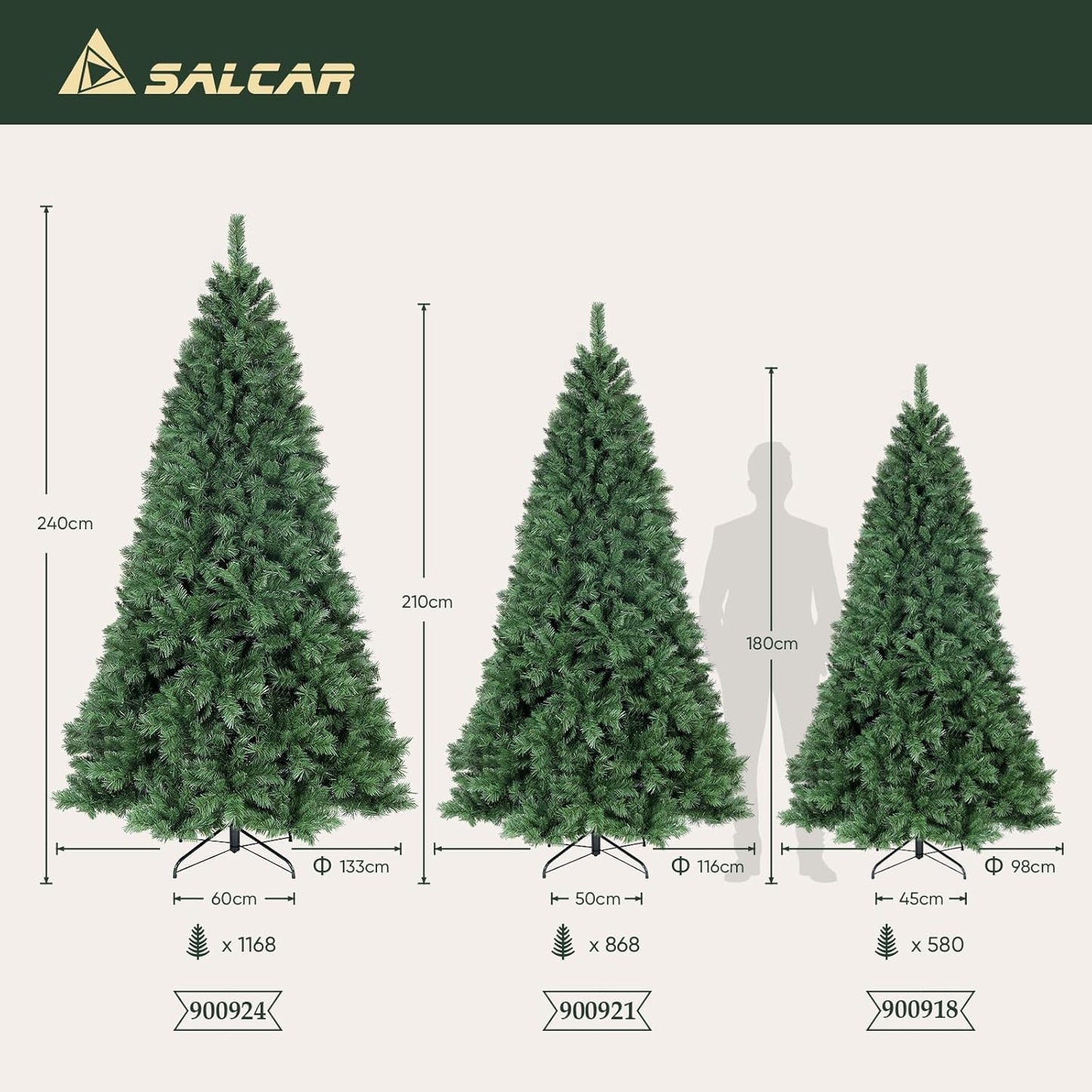 SALCAR Sapin de Noël Artificiel 210 cm, Sapin de Noël avec Gants et...