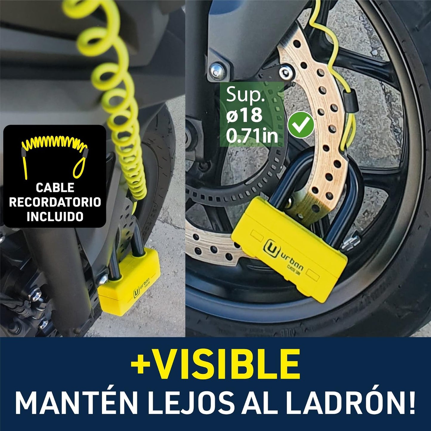urban UR75 Cadenas Antivol Moto Haute Sécurité Approuvé, Antivol...