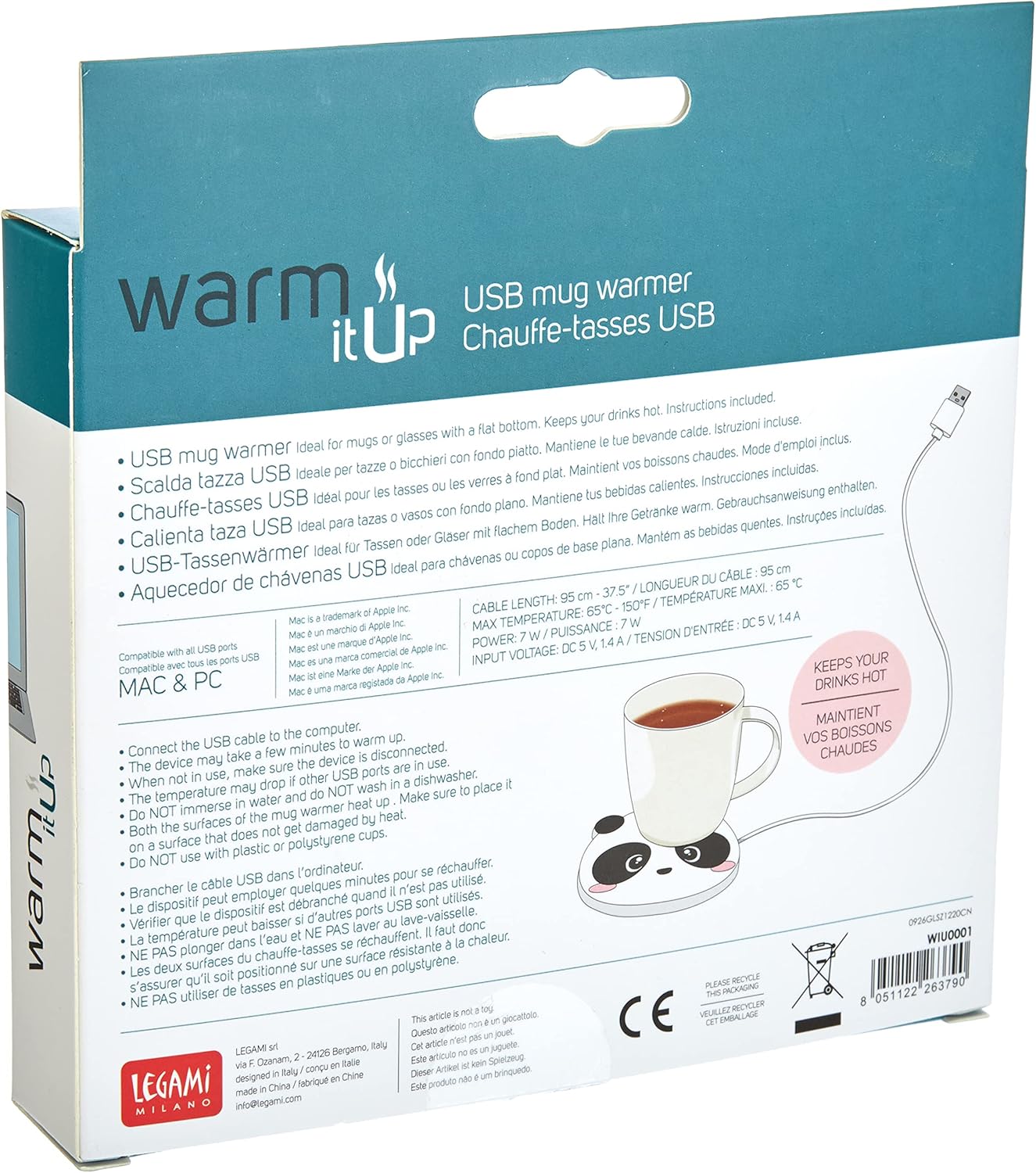 Legami Warm It Up - Chauffe-tasse USB - Panda, 1 Stück (1er Pack)