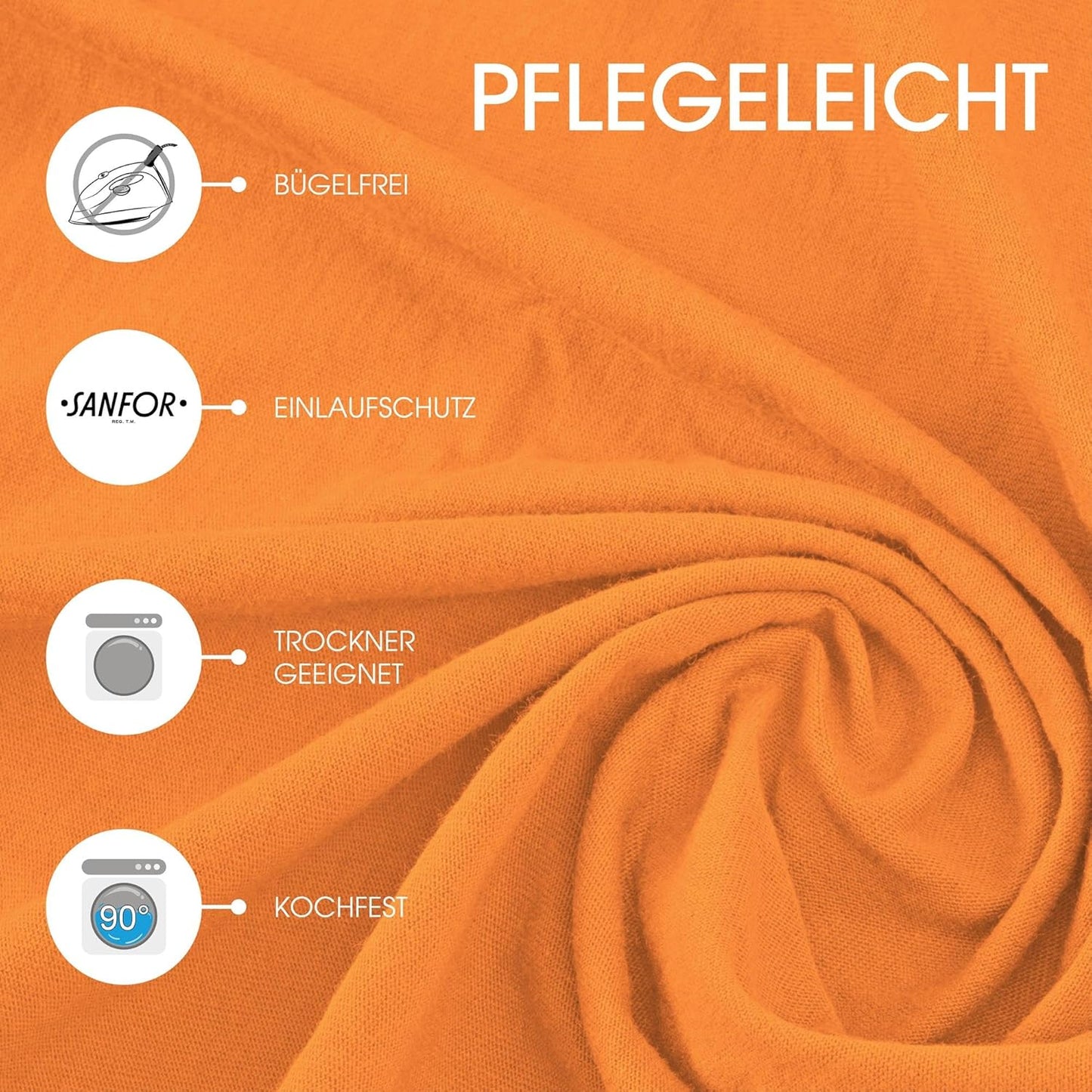 CelinaTex Drap-housse en coton Lucina 180x200-200x200 cm Orange