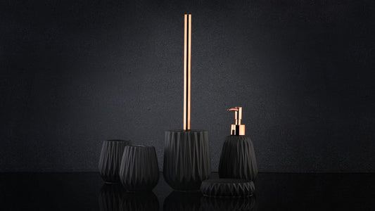 axentia 128185 Garniture de WC au Dolomit en Noir avec Edelstahl...