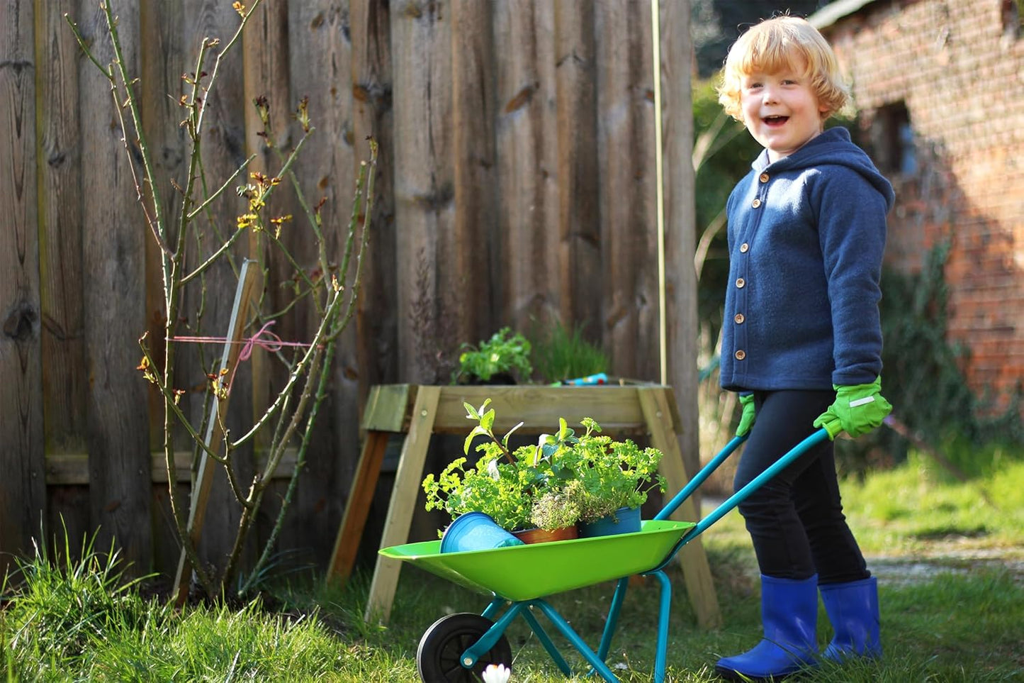 Small Foot Large Jeu de Jardin en Bois et Métal, avec Brouette,...