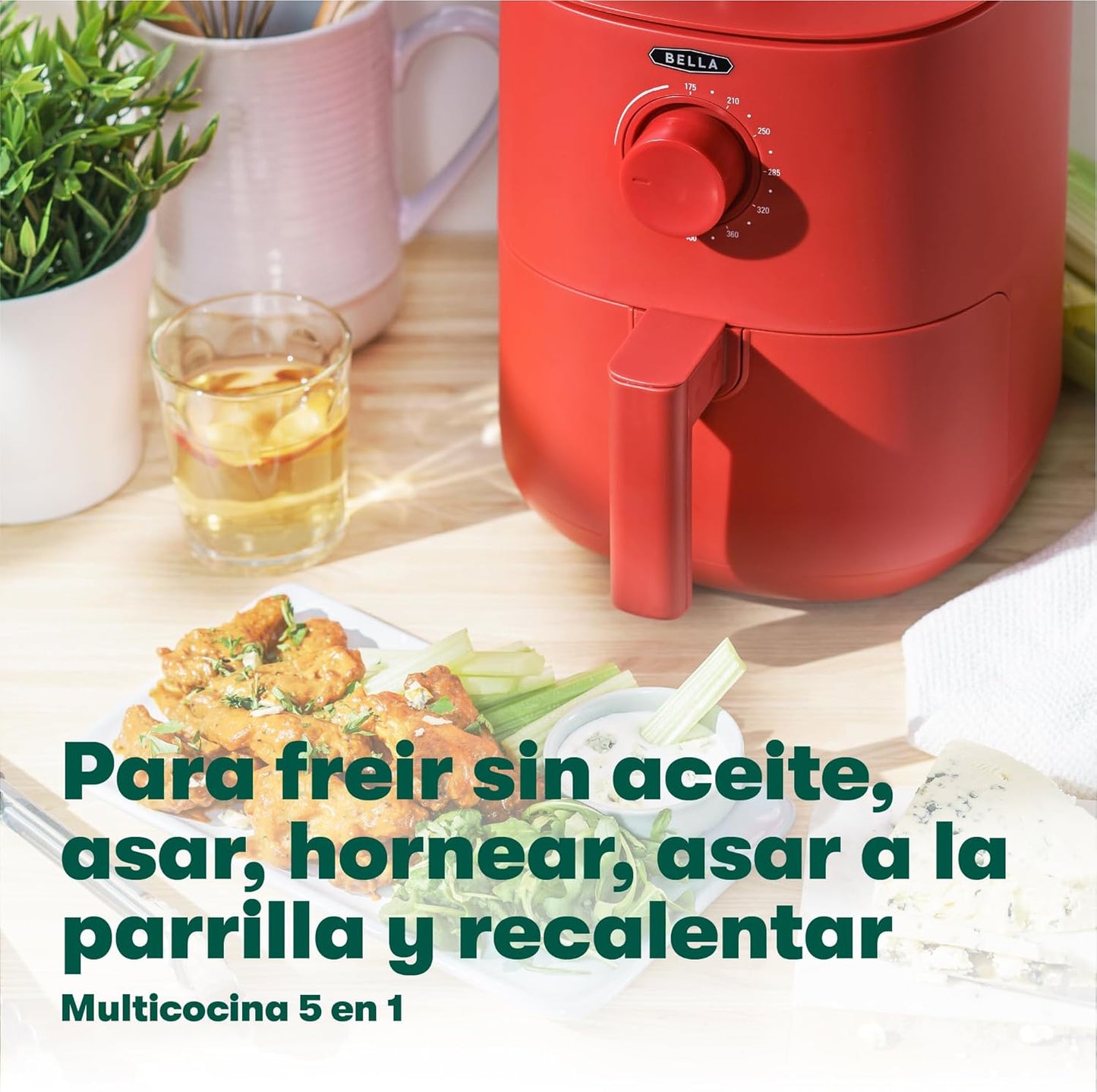 BELLA Friteuse à air 3 L, sans préchauffage, sans huile, poêle...
