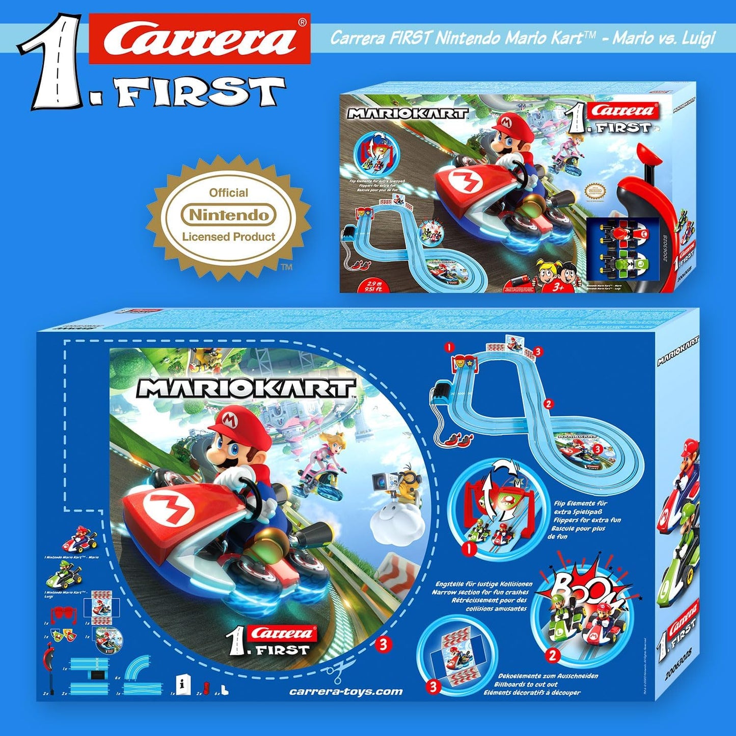Carrera-1.Premier circuit automobile Nintendo Mario Kart de 2,9 m,...