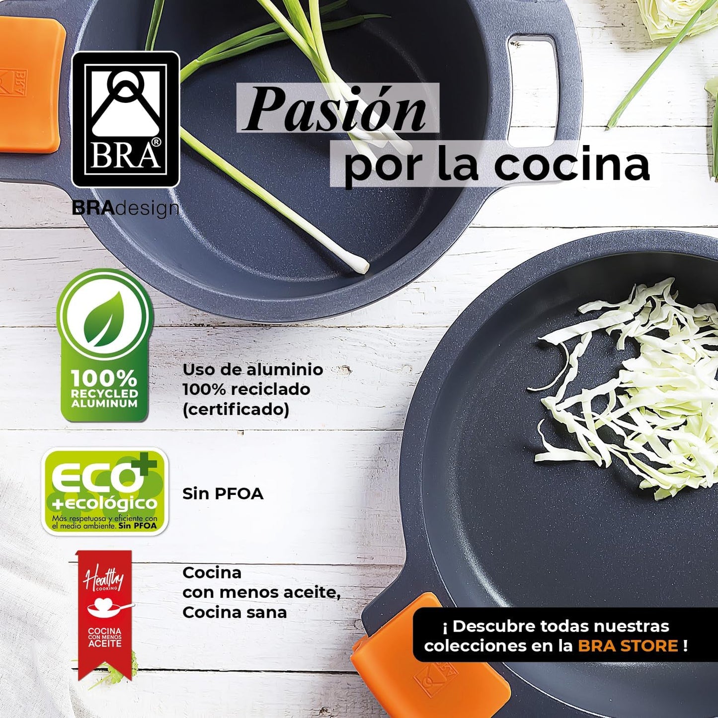 BRA Efficient - Batterie de cuisine antiadhésive en fonte d'aluminium...