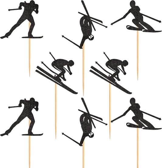 Pack de 28 toppers de cupcakes de ski, toppers de cupcakes de ski, toppers de gâteaux de ski, décorations de fête à thème de ski, décorations de fête sportive