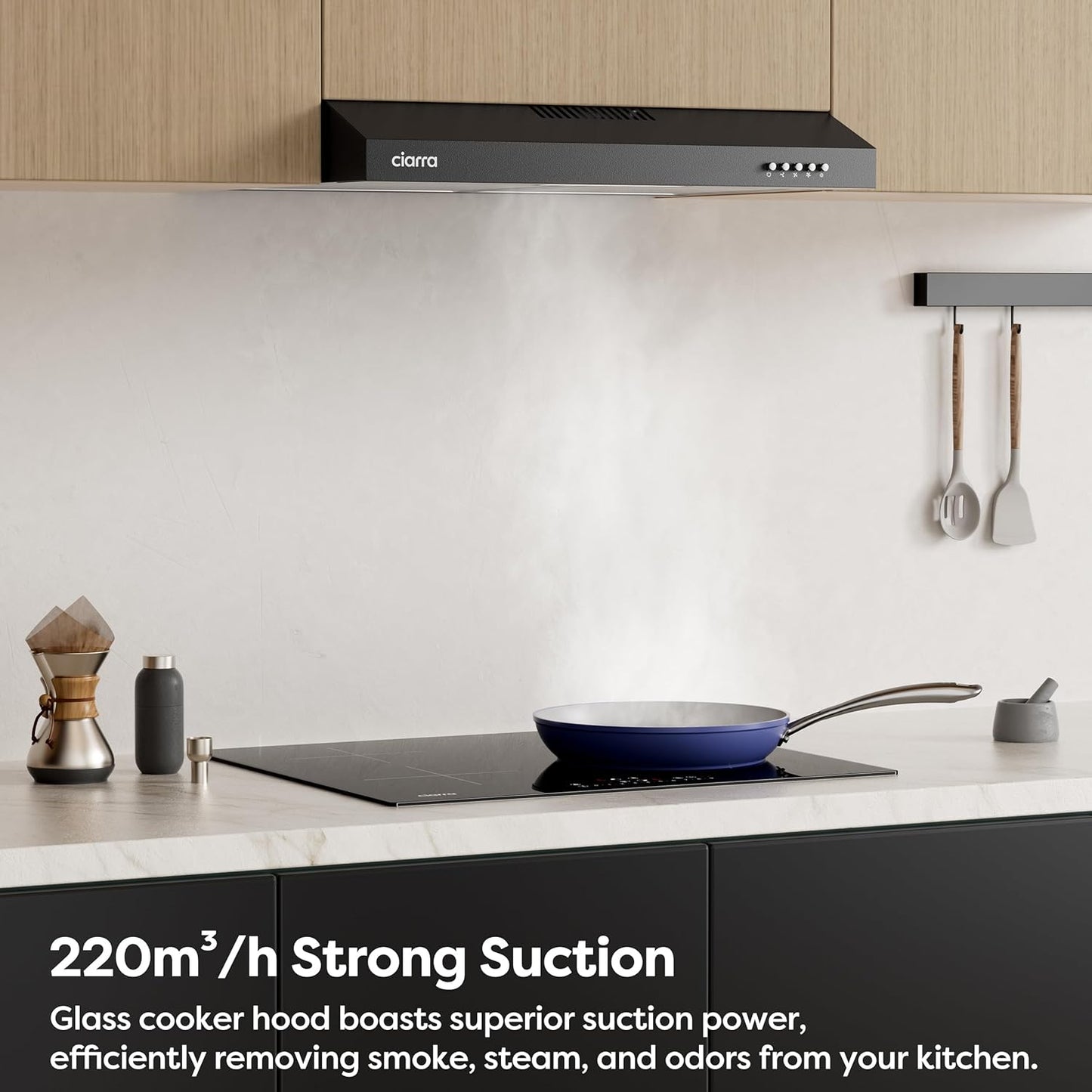 CIARRA CBCB6903D Hotte aspirante 60 cm Cuisine Classe A+ Hotte...