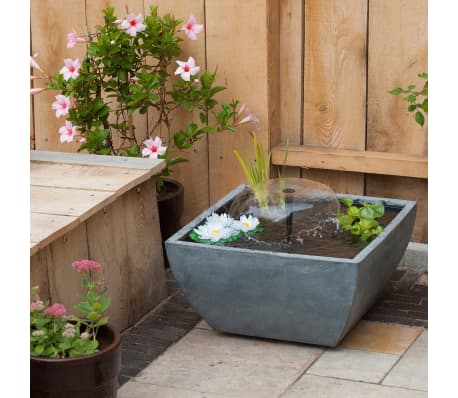 Estanque cuadrado Ubbink 1387081 con bomba de agua y nenúfares, Gris