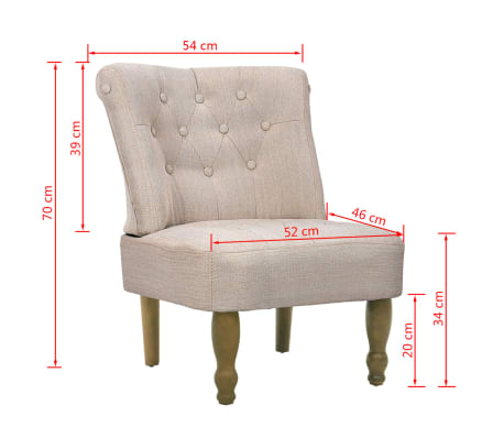 vidaXL Sillones de estilo francés 2 unidades tela color crema
