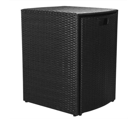 vidaXL Mesa y sillas bistró jardín 3 pzas y cojines poli ratán negro