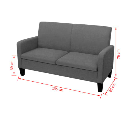 vidaXL Sofá de 2 plazas 135x65x76 cm gris oscuro