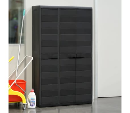 vidaXL Armario de jardín con 4 estantes negro