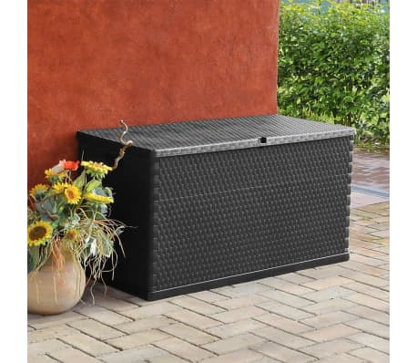 vidaXL Caja de almacenamiento de jardín antracita ratán PP 120x56x63cm