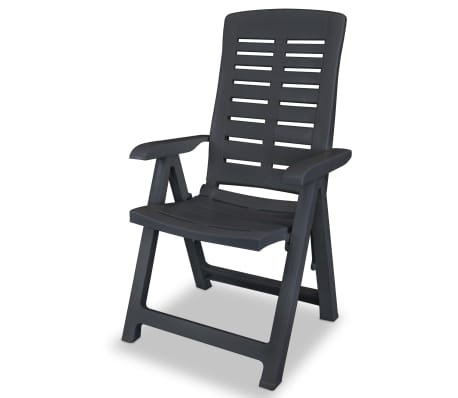 vidaXL Sillas de jardín reclinables plástico gris antracita 2 unidades