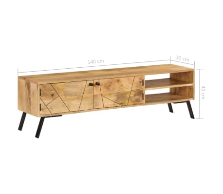 vidaXL Mueble de TV madera maciza de mango 140x30x40 cm