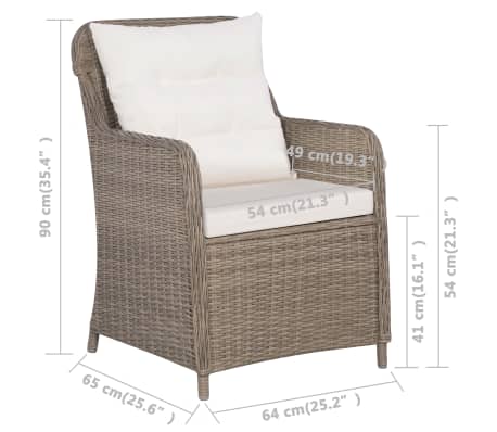 vidaXL Sillones de jardín con cojines 2 uds ratán sintético marrón