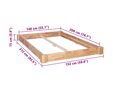 vidaXL Estructura de cama sin colchón madera maciza roble 140x200 cm