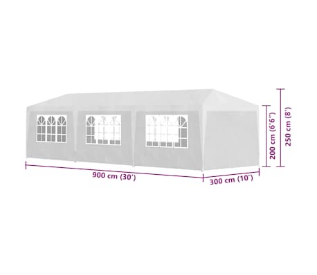 vidaXL Carpa para fiestas blanco 3x9 m