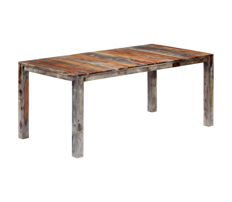 vidaXL Mesa de comedor de madera maciza de sheesham gris 180x90x76 cm