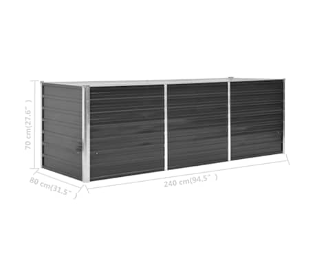 vidaXL Arriate de acero galvanizado gris antracita 240x80x77 cm