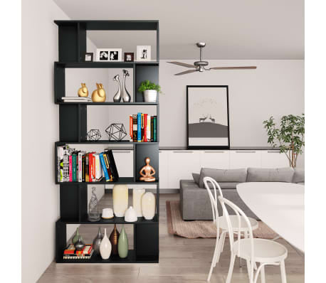 vidaXL Estantería/divisor madera contrachapada negro 80x24x192 cm