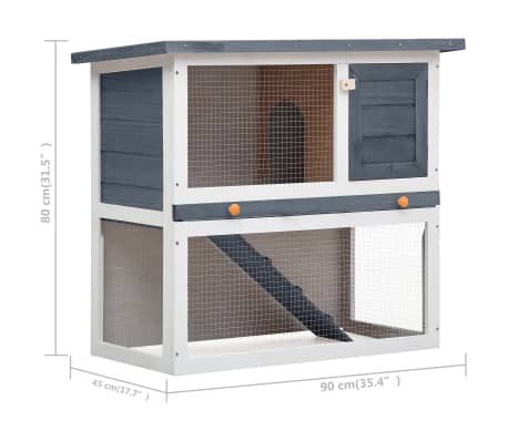 vidaXL Jaula conejera con 1 puerta madera gris