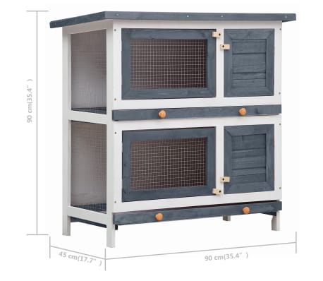 vidaXL Jaula conejera con 4 puertas madera gris