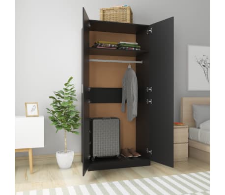 vidaXL Armario de madera contrachapada negro 90x52x200 cm