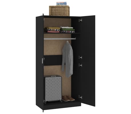 vidaXL Armario de madera contrachapada negro 90x52x200 cm