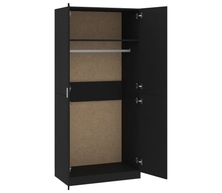 vidaXL Armario de madera contrachapada negro 90x52x200 cm