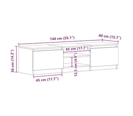 vidaXL Mueble de TV madera contrachapada negro 140x40x35,5 cm