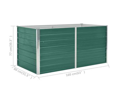 vidaXL Jardinera elevada de acero galvanizado verde 160x80x77cm