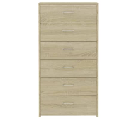 vidaXL Aparador 6 cajones contrachapada color roble Sonoma 50x34x96 cm