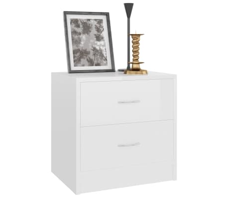 vidaXL Mesitas de noche 2 uds contrachapada blanco brillo 40x30x40 cm