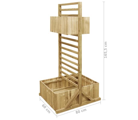 vidaXL Jardinera con celosía de madera de pino impregnada