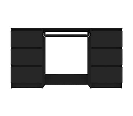 vidaXL Escritorio de madera contrachapada negro 140x50x77 cm