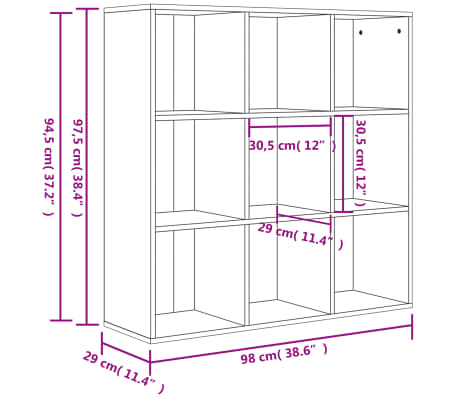 vidaXL Estantería madera de ingeniería gris hormigón 98x29x97,5 cm