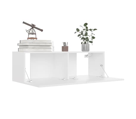 vidaXL Mueble para TV pared madera contrachapada blanco 100x30x30 cm