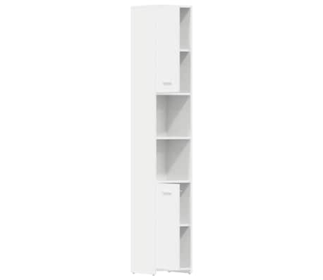 vidaXL Armario baño madera contrachapada blanco brillo 30x30x183,5 cm