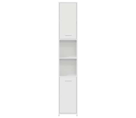 vidaXL Armario baño madera contrachapada blanco brillo 30x30x183,5 cm