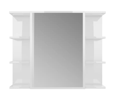 vidaXL Armario espejo baño contrachapada blanco brillo 80x20,5x64 cm