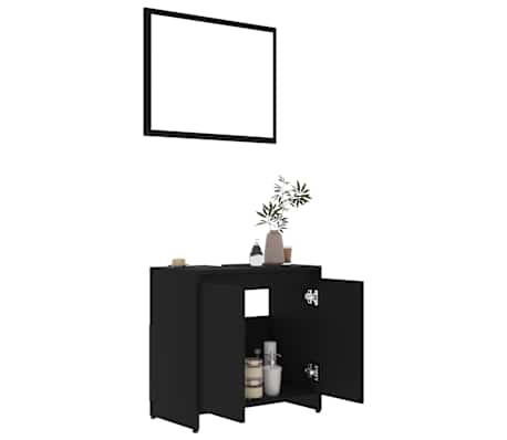 vidaXL Conjunto de muebles de baño madera contrachapada negro