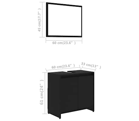 vidaXL Conjunto de muebles de baño madera contrachapada negro